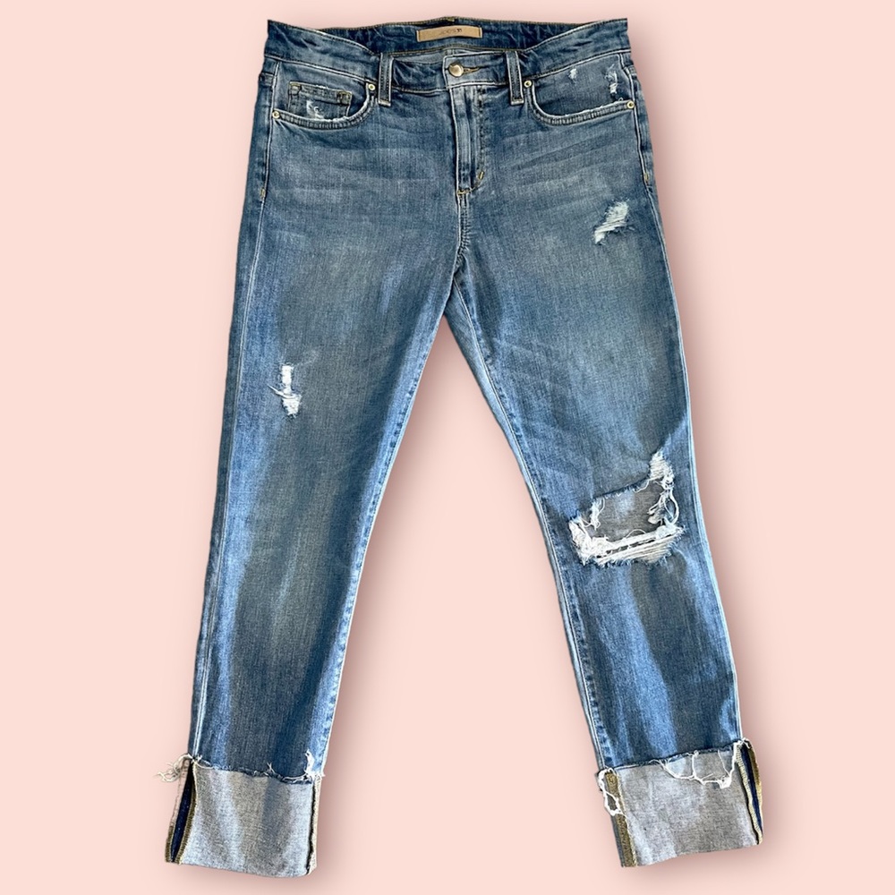Joe’s Jeans Cuffed Crop Jeans Distressed Size 28